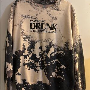 Merry Drunk I'm Christmas Sweater - Black and Cream